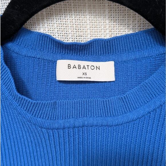 Aritzia Babaton Blue Sculpt Knit Rib Cropped Tank Top, Size XS - Picture 3 of 6